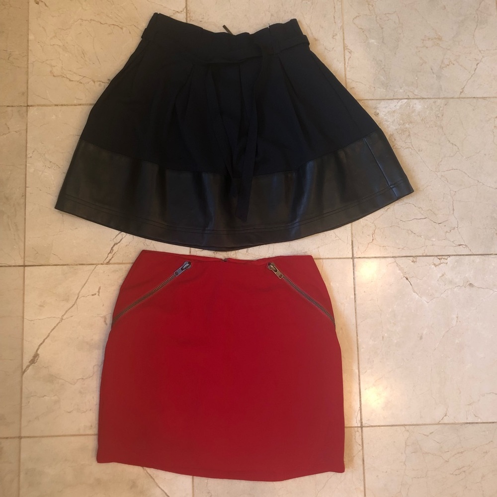 Skirt LOT of 2, Very J, BCBG, Navy, Red, Szs S & 0 - Picture 1 of 16